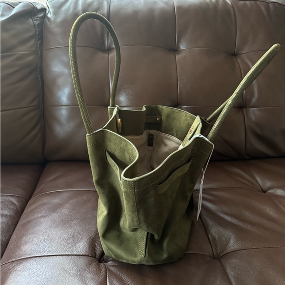 JW PEI - NWT Hana Medium Faux Suede Tote Bag- Dark Olive - Picture 6 of 10
